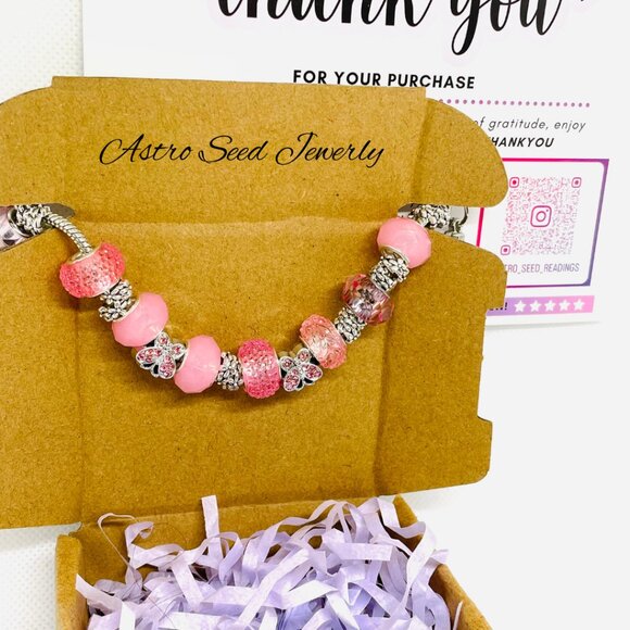 Handmade Beaded Crystal Floral Charm Bracelet - Picture 10 of 10